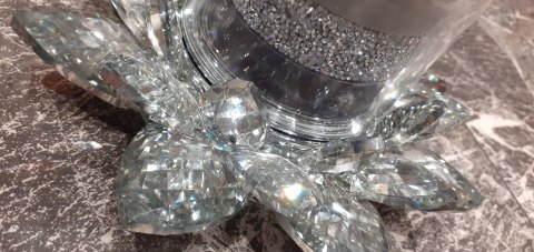 Kryształowy 20cm świecznik cristal shine lotos lichtarz podstawka na świecę