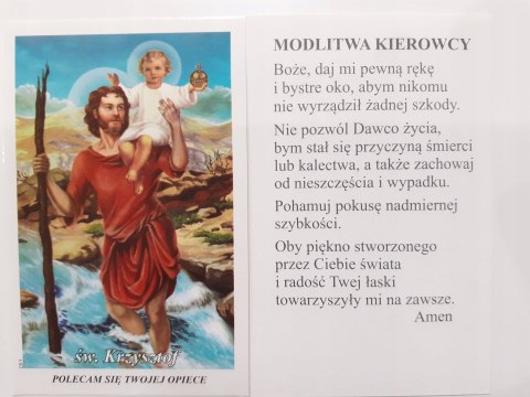 5szt. obrazek św. Krzysztof modlitwa kierowcy 5szt. obrazek św. Krzysztof modlitwa kierowcy