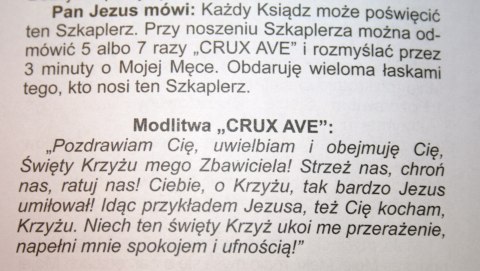 Szkaplerz Męki Pańskiej błogosławieństwa i opieki fioletowy z objawień Szkaplerz Męki Pańskiej błogosławieństwa i opieki fioletowy z objawień