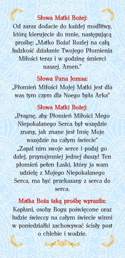 Zakładka Płomień miłości Niepokalanego Serca Maryi Zakładka Płomień miłości Niepokalanego Serca Maryi