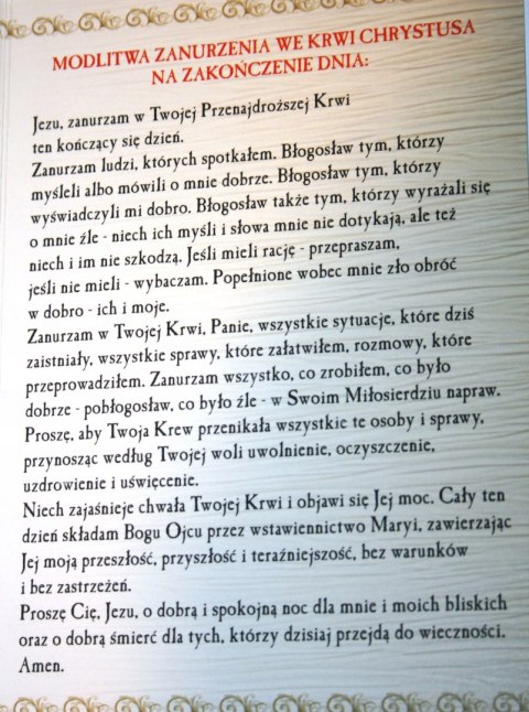 Zanurzenie we Krwi Jezusa modlitwy składanka obraz Zanurzenie we Krwi Jezusa modlitwy składanka obraz